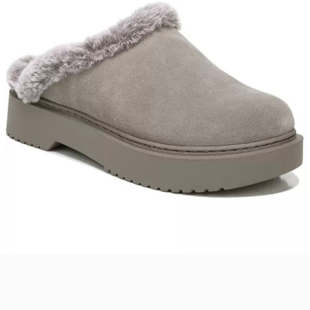 Franco Sarto Gray Faux Fur Lined Mules